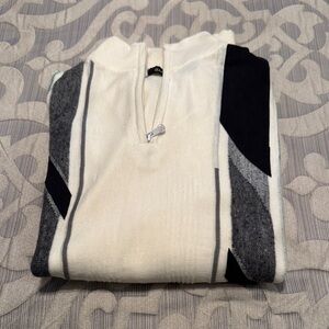 Men's Zip-Up Sweater - White and Black